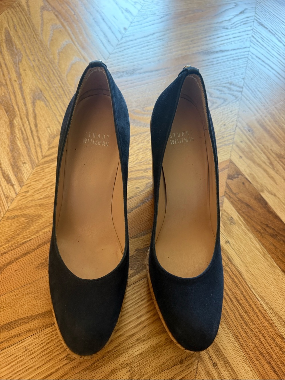 Stuart Weitzman Navy Suede Cork Wedge Pumps Women’s - Picture 7 of 7